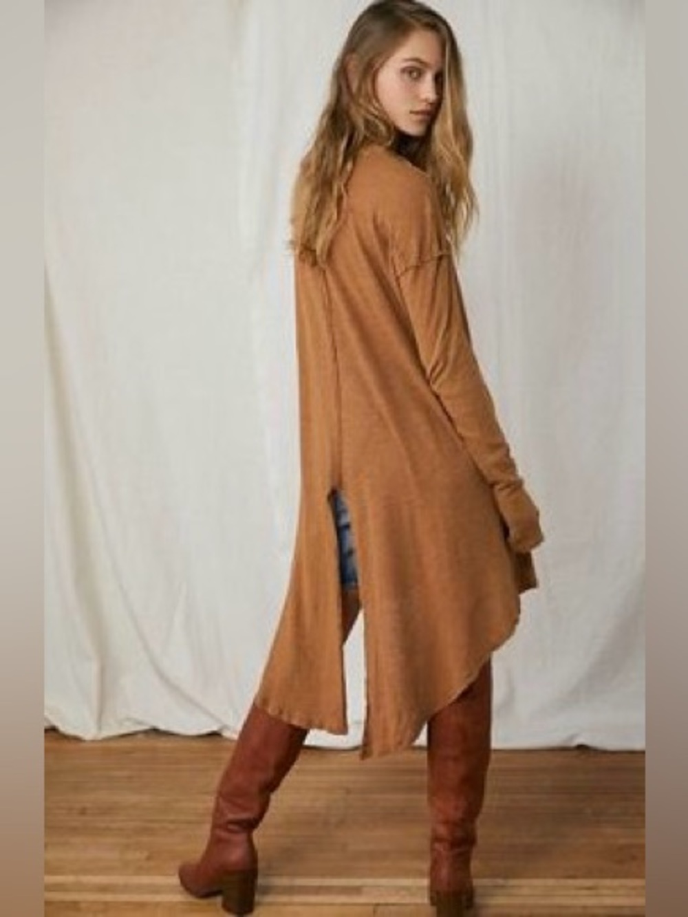 Free People Long Sleeve High-Low Tunic Top